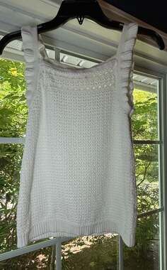 J. Crew Knit Ruffle White Trim Sleeveless Tank Top